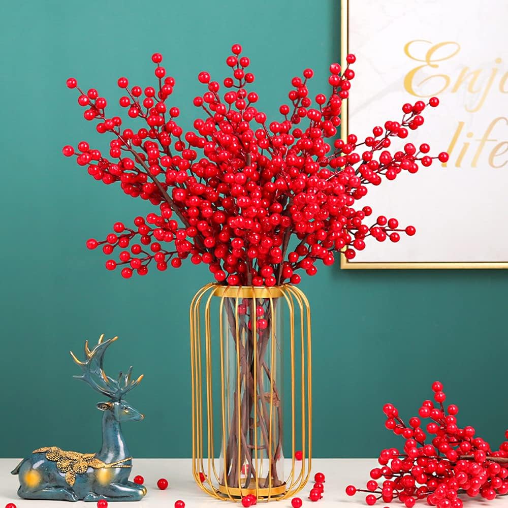 Artificial Vivid Red Berry Ste - Christmas Wreath Fake ulasan dan harga