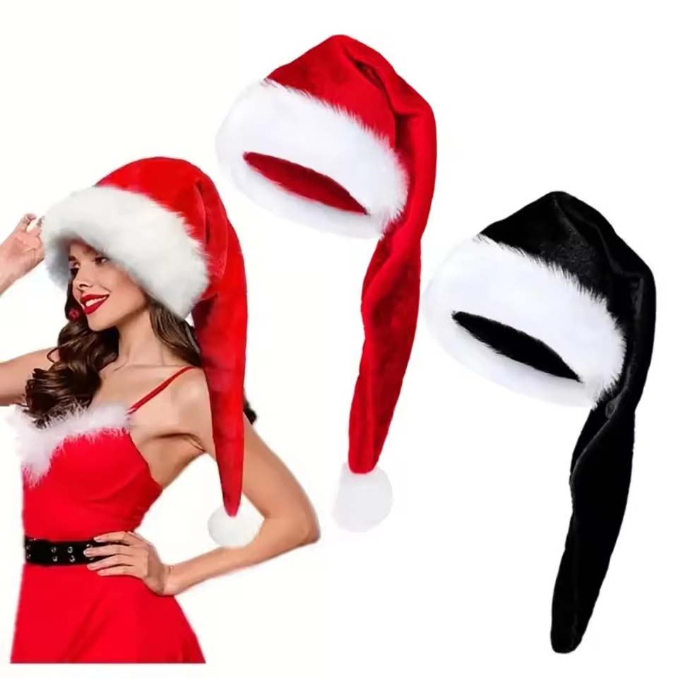 Long Plush Christmas Hat Velve - Santa Hat Plush ulasan dan harga
